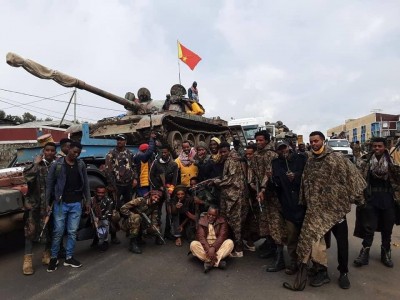 TDF with two captured T-62s reportedly new Woldiya