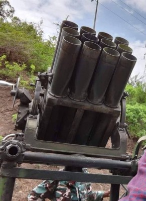 Type 63 rocket launcher and several D-30 artillery pieces (plus some trucks) captured by the TDF in recent fighting