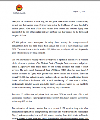 Extraordinary Brieﬁng From The National Government of Tigray August 25, 2021