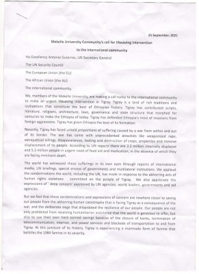 Mekelle University Community’s call for lifesaving intervention to the International community