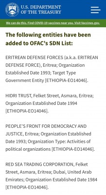 USA-OFACs-SDN-list-Eritrea-Defense-Forces