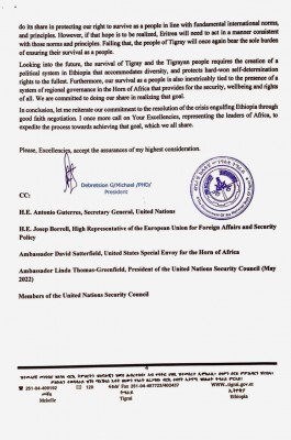 Government of Tigray open letter to the Chairperson of the African Union