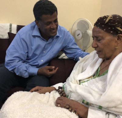 Dr. Gebregziabher and his mother during a visit to Ethiopia in 2019. Photo provided