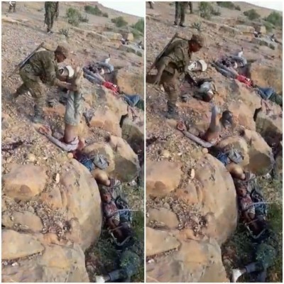 Ethiopian soldiers killing Tegaru civilians - TigrayGenocide